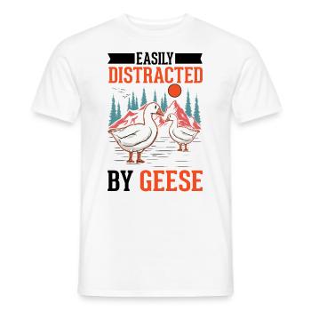 Facilement distrait par les oies Oies Éleveur d’oies Oies - T-shirt homme - blanc - Devant - AI Model Male 178 dark (178cm)