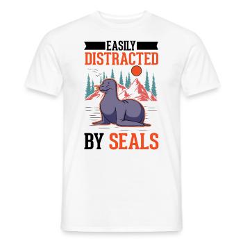 Facilement distrait par le phoque Phoque Lion de mer - T-shirt homme - blanc - Devant - AI Model Male 178 dark (178cm)