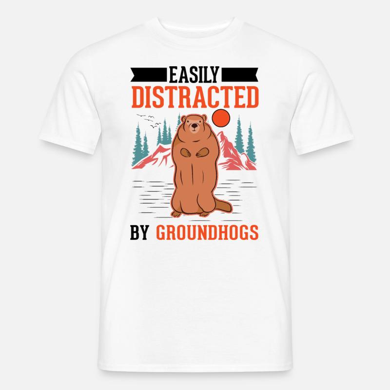 Murmeltier Groundhog Waldmurmeltier - Männer T-Shirt - Weiß