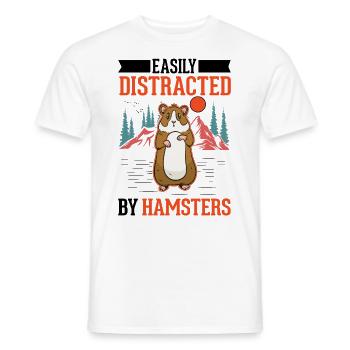 Easily distracted by Hamsters Goldhamster - Men's T-Shirt - white - Front - AI Model Male 178 dark (178cm)
