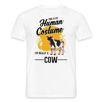 Cow Costume Farmer Cattle Breeder - Men's T-Shirt - white - Front - AI Model Male 178 dark (178cm)