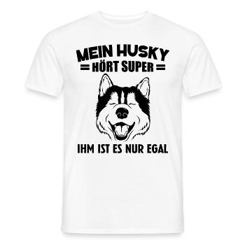 Mon husky entend bien, il s’en fiche - T-shirt homme - blanc - Devant - AI Model Male 178 dark (178cm)