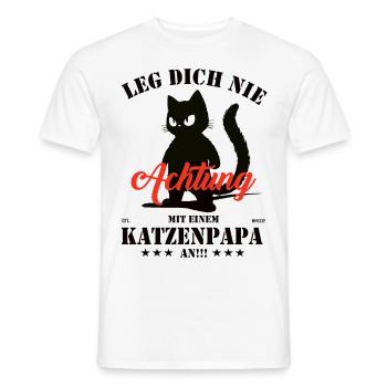 Leg dich nicht mit einem Katzenpapa an! - Männer T-Shirt - Weiß - Vorne - AI Model Male 178 dark (178cm)