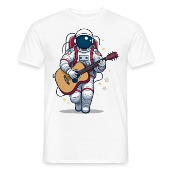 An astronaut playing guitar - Men's T-Shirt - white - Front - AI Model Male 178 dark (178cm)