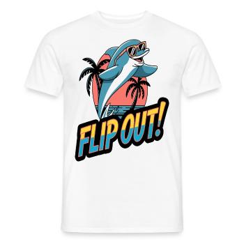 Fun Retro Dolphin Flip Out avec lunettes de soleil - T-shirt homme - blanc - Devant - AI Model Male 178 dark (178cm)