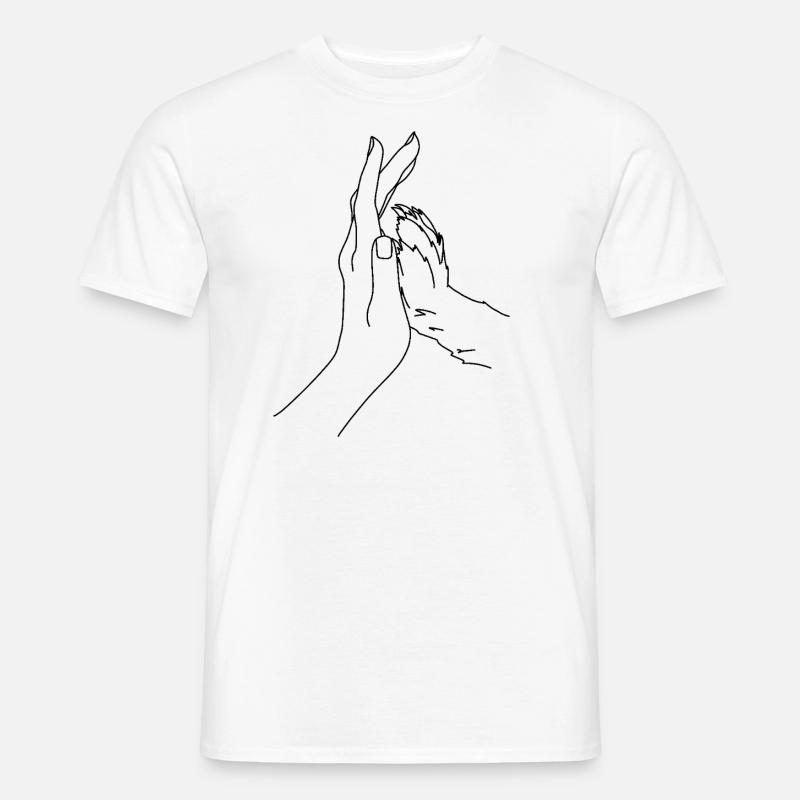 HHand mit Hundepfote dunkel - Männer T-Shirt - Weiß