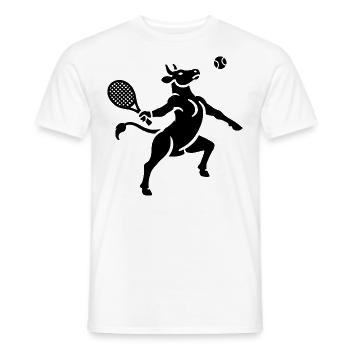 Kuh Tennis Tennisball Balancieren Horn Silhouette - Männer T-Shirt - Weiß - Vorne - AI Model Male 178 dark (178cm)