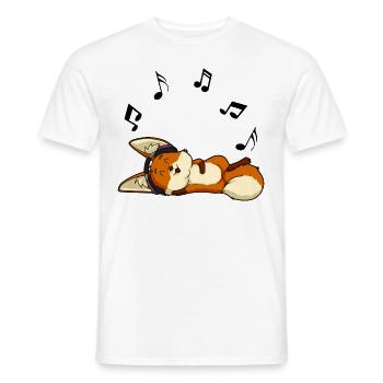 Glücklicher Fennek Fuchs genießt seine Musik - Männer T-Shirt - Weiß - Vorne - AI Model Male 178 dark (178cm)
