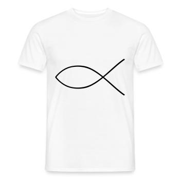 symbole du poisson de jésus - T-shirt homme - blanc - Devant - AI Model Male 178 dark (178cm)