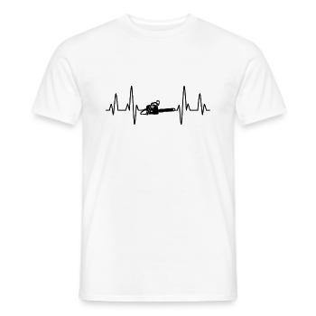 Tree Feller Chainsaw Chainsaw Heartbeat - Men's T-Shirt - white - Front - AI Model Male 178 dark (178cm)