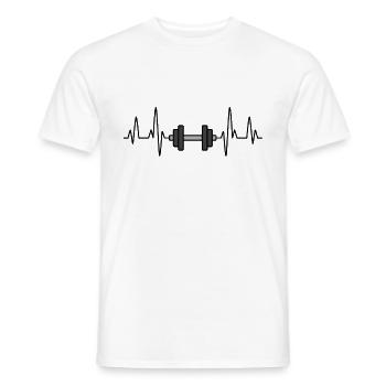 Hantel Fitnessstudio Herzschlag - Männer T-Shirt - Weiß - Vorne - AI Model Male 178 dark (178cm)