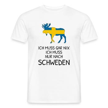 Ich Muss Gar Nix - Ich Muss Nur Nach Schweden - Männer T-Shirt - Weiß - Vorne - AI Model Male 178 dark (178cm)