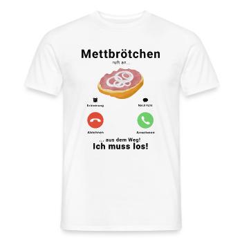 Mett Mettbrötchen Hackfleisch Hackepeter Brötchen - Männer T-Shirt - Weiß - Vorne - AI Model Male 178 dark (178cm)