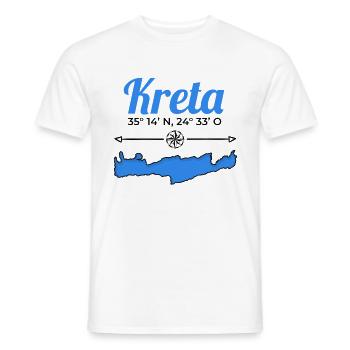 Greece Crete coordinates island vacation trip - Men's T-Shirt - white - Front - AI Model Male 178 dark (178cm)
