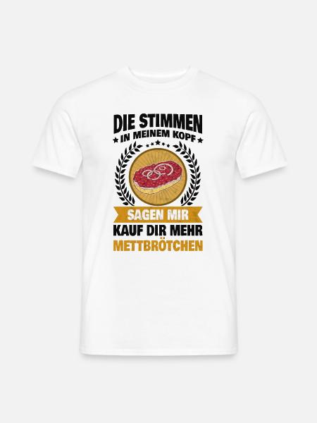 Mett Mettbrötchen Hackfleisch Hackepeter Brötchen - Männer T-Shirt - Weiß