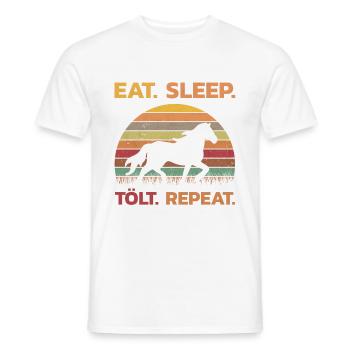 Cheval islandais manger sommeil Tölt répéter cadeau rétro - T-shirt homme - blanc - Devant - AI Model Male 178 dark (178cm)