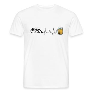 Bière et montagnes rythme cardiaque randonnée camping - T-shirt homme - blanc - Devant - AI Model Male 178 dark (178cm)