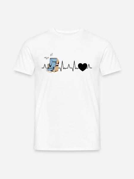 Strandkorb Herzschlag Strand Ostsee Nordsee - Männer T-Shirt - Weiß