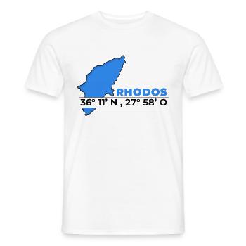 Griechenland Rhodos Koordinaten Insel Urlaub Reise - Männer T-Shirt - Weiß - Vorne - AI Model Male 178 dark (178cm)