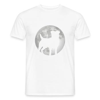 German Jagdterrier in front of moon hound dogs - Men's T-Shirt - white - Front - AI Model Male 178 dark (178cm)