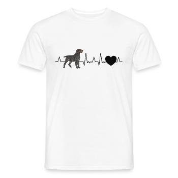 German Wirehaired Pointer Heartbeat Hound Dog - Men's T-Shirt - white - Front - AI Model Male 178 dark (178cm)
