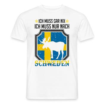 Ich Muss Gar Nichts Ich Muss Nur Nach Schweden - Männer T-Shirt - Weiß - Vorne - AI Model Male 178 dark (178cm)