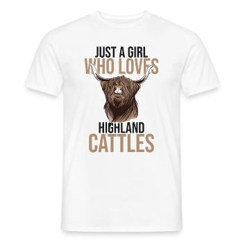 Just a girl who loves Highland Cattle Kuh Rinder - Männer T-Shirt - Weiß - Vorne - AI Model Male 178 dark (178cm)