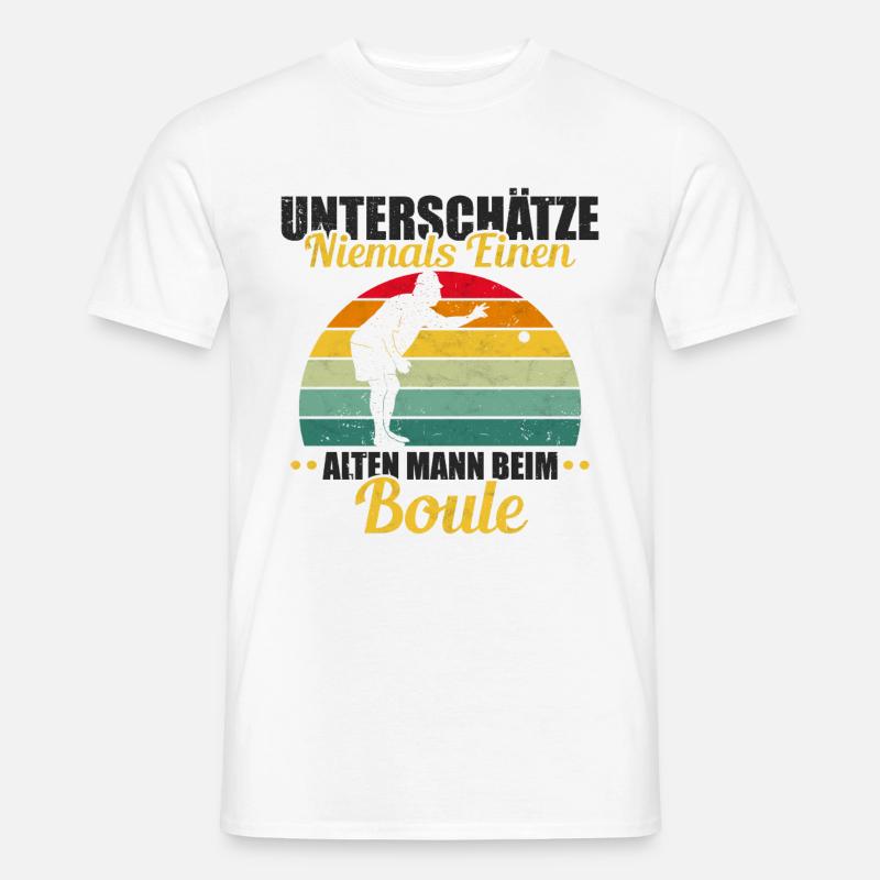 Unterschätze niemals einen Alten mann beim Boule - Männer T-Shirt - Weiß