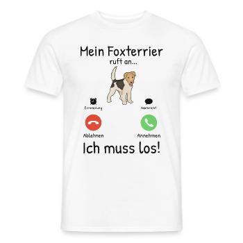 Mein Foxterrier ruft an Drahthaar-Foxterrier - Männer T-Shirt - Weiß - Vorne - AI Model Male 178 dark (178cm)