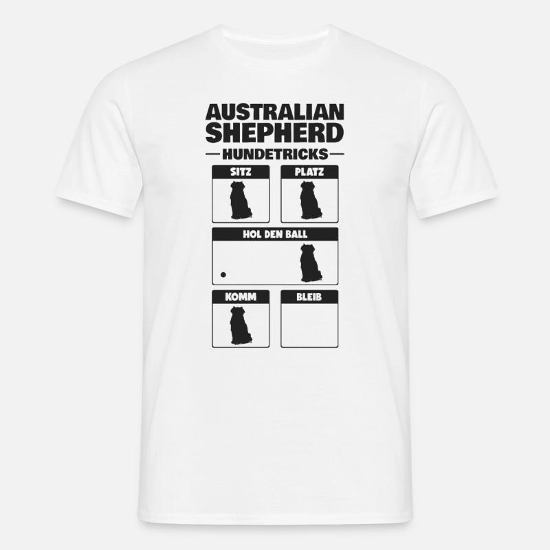 Aussie Tricks Australian Shepherd Hundetricks - Männer T-Shirt - Weiß