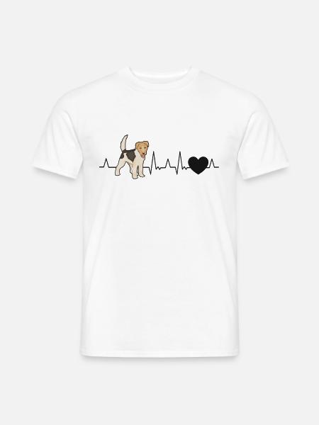 Foxterrier Herzschlag Drahthaar-Foxterrier - Männer T-Shirt - Weiß
