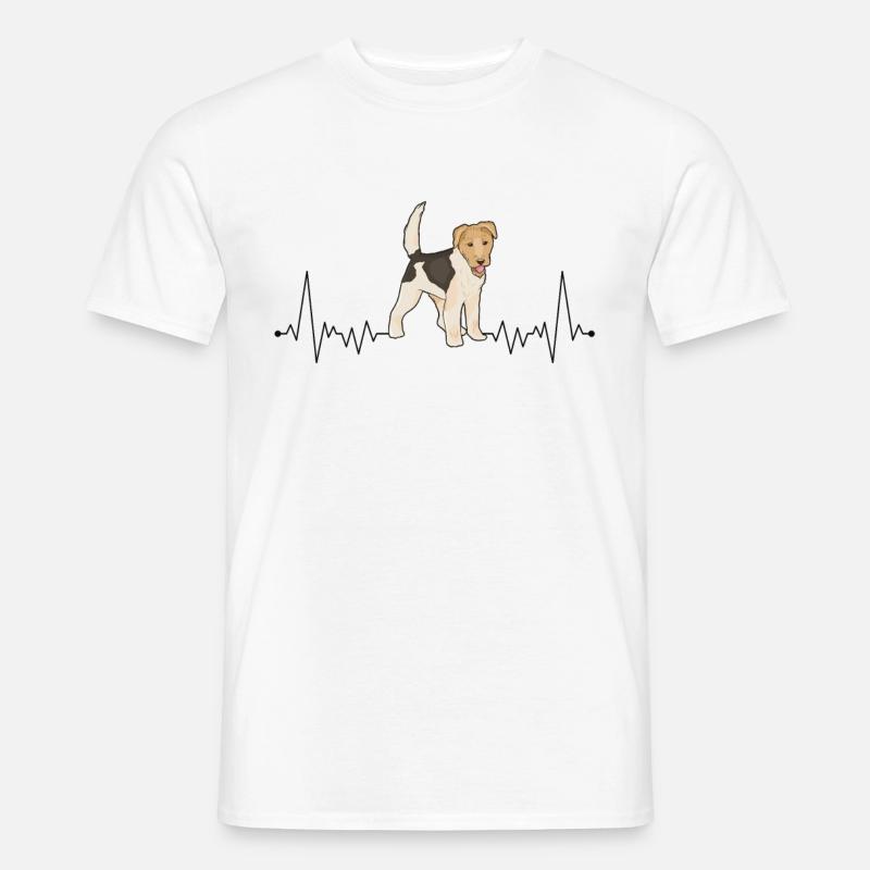Foxterrier Herzschlag Drahthaar-Foxterrier - Männer T-Shirt - Weiß