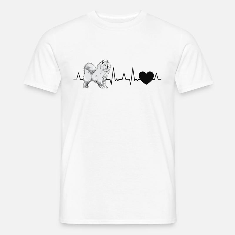 Samojede Herzschlag Schlittenhund Samojeden - Männer T-Shirt - Weiß