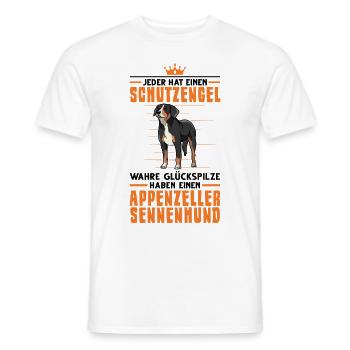 Appenzeller Sennenhund Glückspilz Spruch - Männer T-Shirt - Weiß - Vorne - AI Model Male 178 dark (178cm)