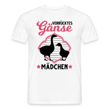 Verrücktes Gänse Mädchen Gans Gänsezüchterin - Männer T-Shirt - Weiß - Vorne - AI Model Male 178 dark (178cm)
