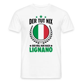 Der tut nix Der will nur nach Lignano Italien - Männer T-Shirt - Weiß - Vorne - AI Model Male 178 dark (178cm)