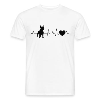Bullterrier Herzschlag Hundebesitzer Bull terrier - Männer T-Shirt - Weiß - Vorne - AI Model Male 178 dark (178cm)