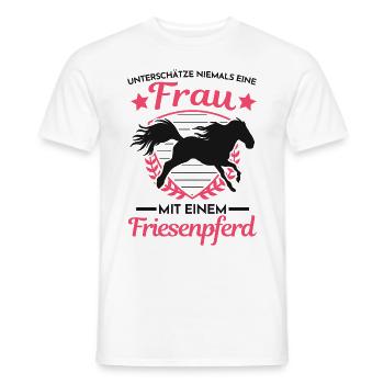 Friesenpferd Reiterin Friese Pferd Frau - Männer T-Shirt - Weiß - Vorne - AI Model Male 178 dark (178cm)