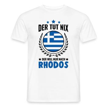 Der tut nix Der will nur nach Rhodos Griechenland - Männer T-Shirt - Weiß - Vorne - AI Model Male 178 dark (178cm)