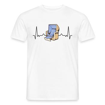 Beach chair heartbeat North Sea Sylt Baltic Sea beach - Men's T-Shirt - white - Front - AI Model Male 178 dark (178cm)