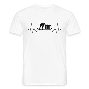 Heating engineer heartbeat heating system mechanic - Men's T-Shirt - white - Front - AI Model Male 178 dark (178cm)