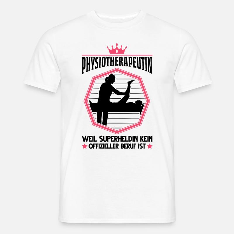 Physiotherapeutinin Superheld Physio Geschenk - Männer T-Shirt - Weiß