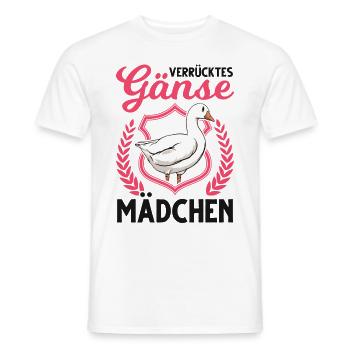 Verrücktes Gänse Mädchen Gans Gänsezüchter - Männer T-Shirt - Weiß - Vorne - AI Model Male 178 dark (178cm)