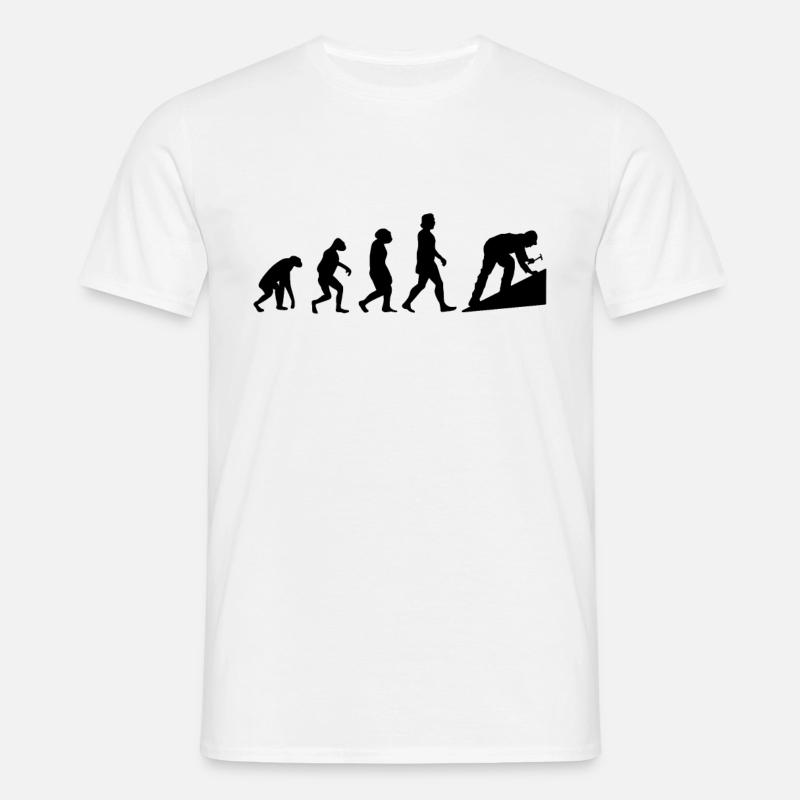 Dachdecker Evolution Hausdach Dachziegel Dach - Männer T-Shirt - Weiß