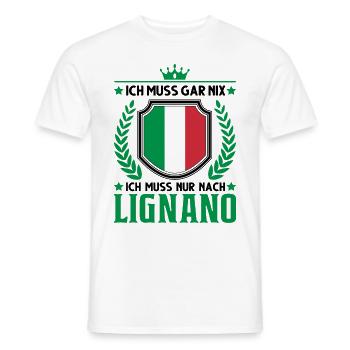 Ich muss gar nix Ich muss nur nach Lignano Italien - Männer T-Shirt - Weiß - Vorne - AI Model Male 178 dark (178cm)