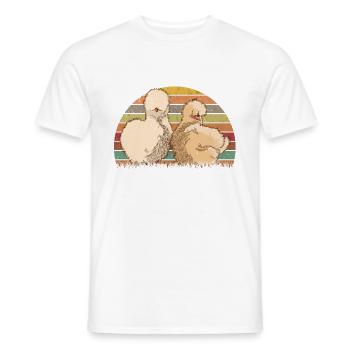 Silk Chicken Retro Silk Chicken Vintage Silkie Chicken - Men's T-Shirt - white - Front - AI Model Male 178 dark (178cm)
