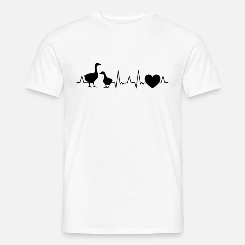 Gänse Herzschlag Gans Gänsezüchter Geschenk - Männer T-Shirt - Weiß