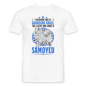Chien de traîneau ange gardien Samoyède - T-shirt homme - blanc - Devant - AI Model Male 178 dark (178cm)