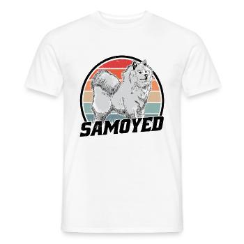 Samoyed Retro Sled Dog Vintage Samoyeds - Men's T-Shirt - white - Front - AI Model Male 178 dark (178cm)