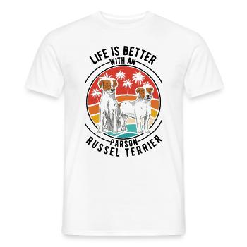 Life is better with an Parson Russell Terrier - Men's T-Shirt - white - Front - AI Model Male 178 dark (178cm)